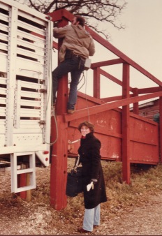 Circa 1981 on location for WISC-TV shooting a shipment of hogs to China